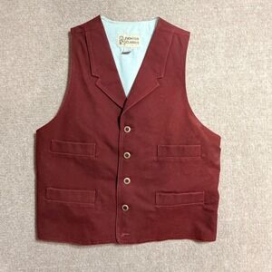 Frontier Classics Mens Burgundy Cotton Canvas Western Vest Waistcoat Red Medium